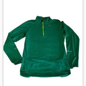 Nike Dri-Fit Green Long-Sleeve Running Shirt W/ Reflective Accents - S